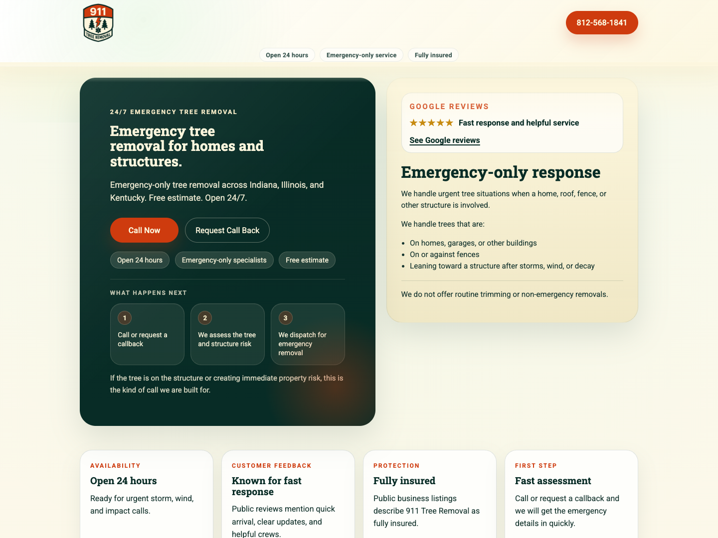 911 Tree Removals homepage preview